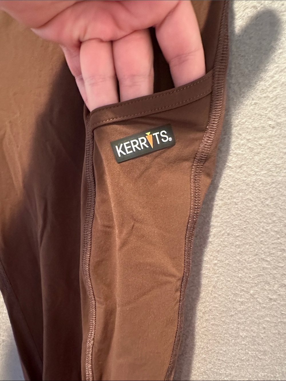 Kerrits Chocolate Brown Performance Riding Tights with Pockets - Picture 2 of 4